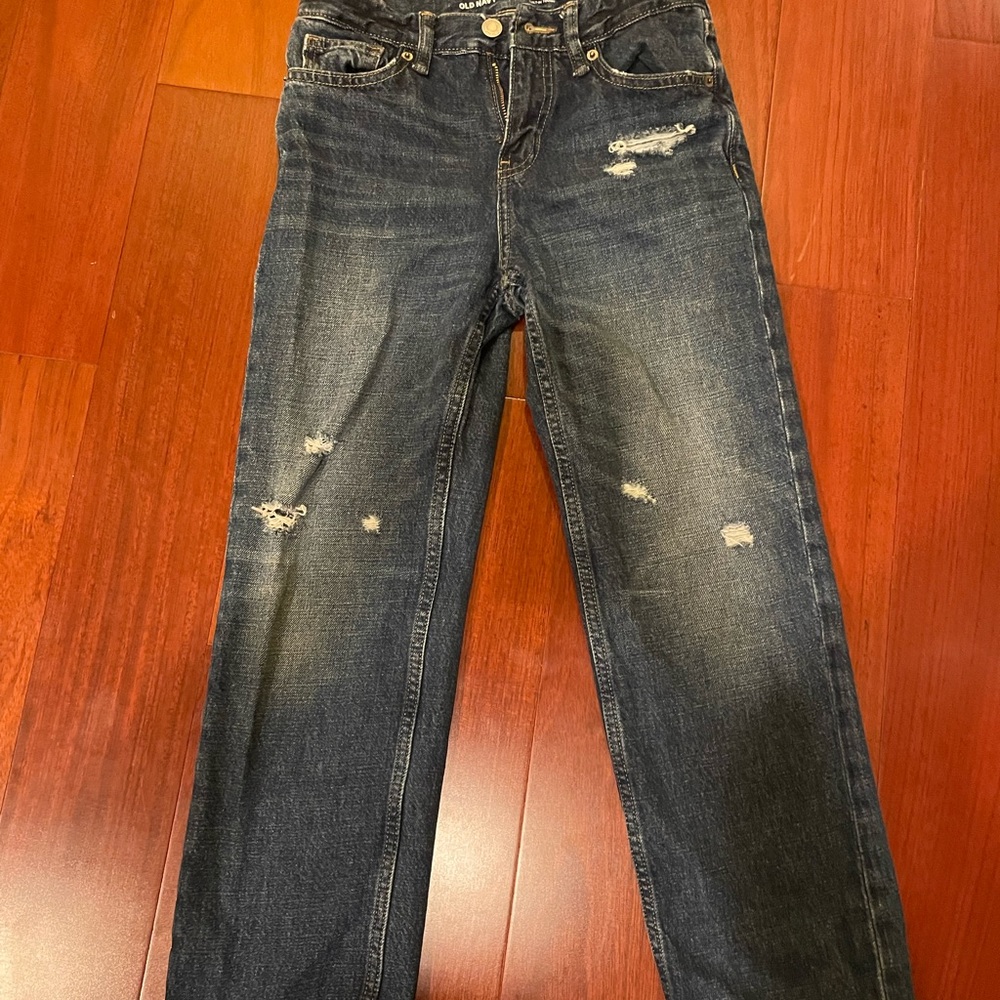 Old Navy Boy’s Dark Blue Distressed Jeans.  Like new. Only worn 1x.
